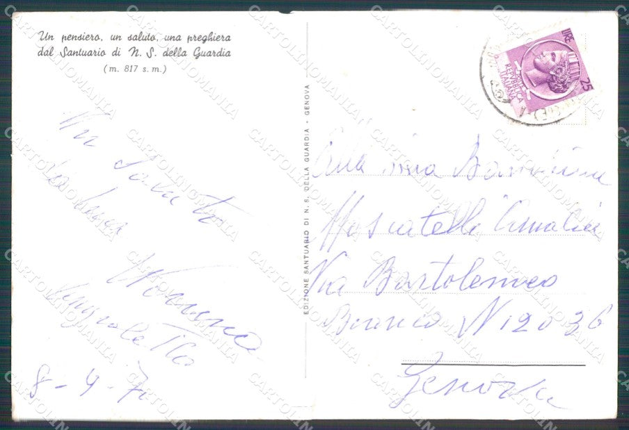 Genova Città Santuario Nostra Signora Guardia STRAPPINO FORO FG cartolina HB4703 – retro