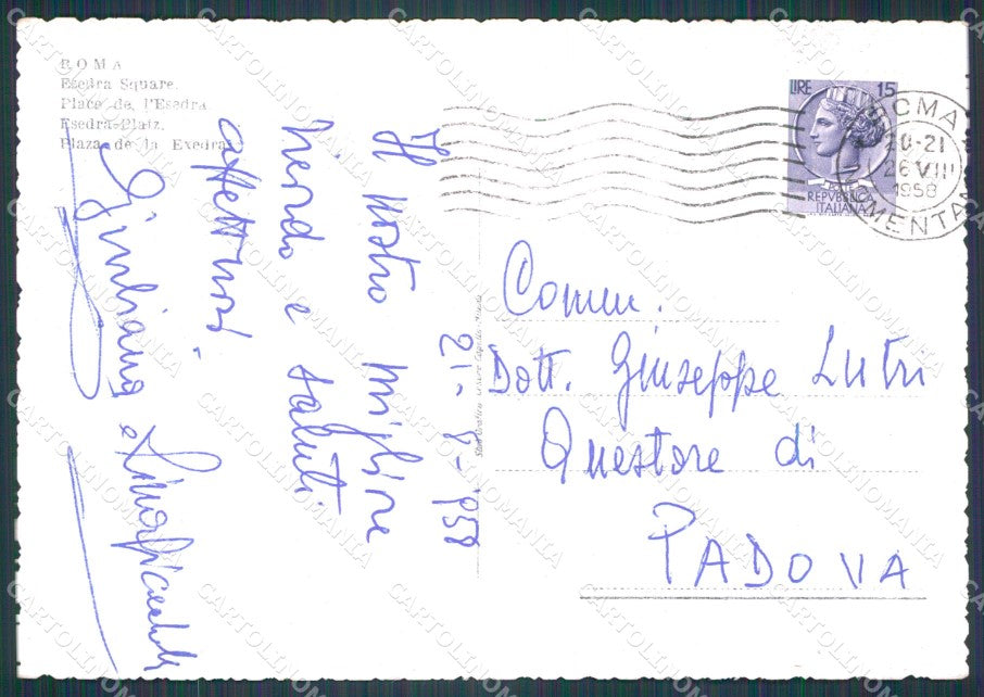 Roma Città Piazza Esedra Corriera Auto FG cartolina HB4726 – retro