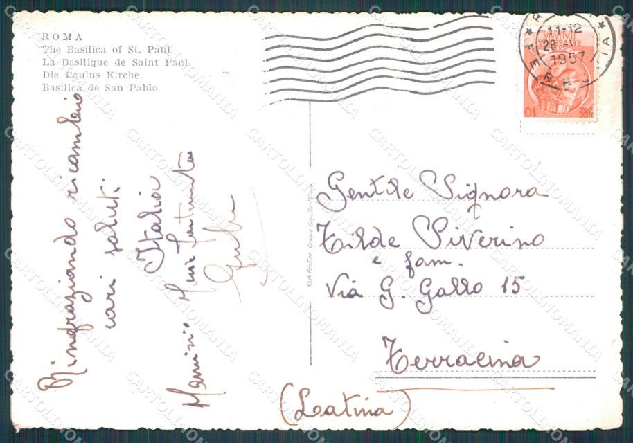 Roma Città Basilica San Paolo PIEGHINA FG cartolina HB4743 – retro