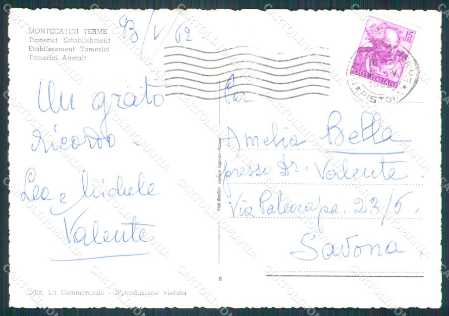 Pistoia Montecatini Terme Stabilimento Tamerici FG cartolina HB4763 – retro