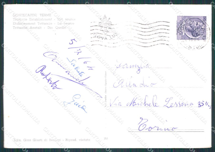 Pistoia Montecatini Terme Stabilimento Tettuccio FG cartolina HB4777 – retro