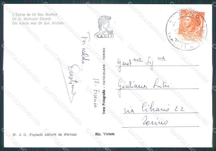 Firenze Città Chiesa Orsammichele FG Foto cartolina HB4799 – retro