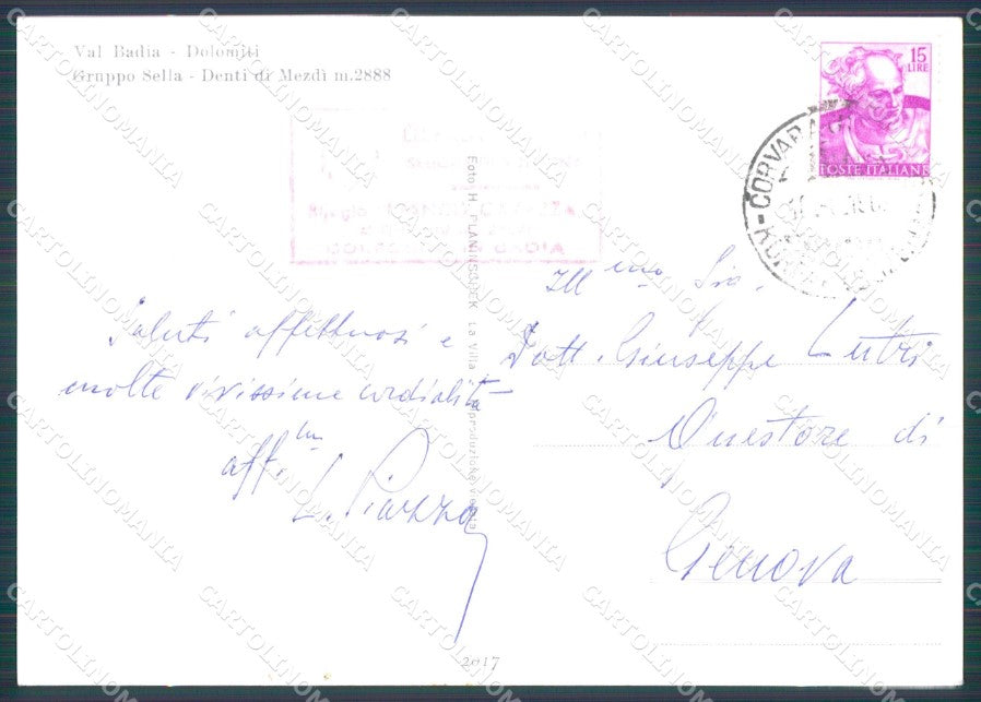 Bolzano Corvara Colfosco in Badia Denti di Mezdì FG Foto cartolina HB4805 – retro