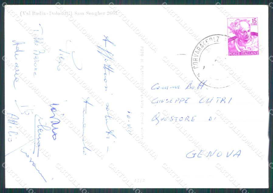 Bolzano Corvara Sass Songher PIEGHINA FG Foto cartolina HB4806 – retro