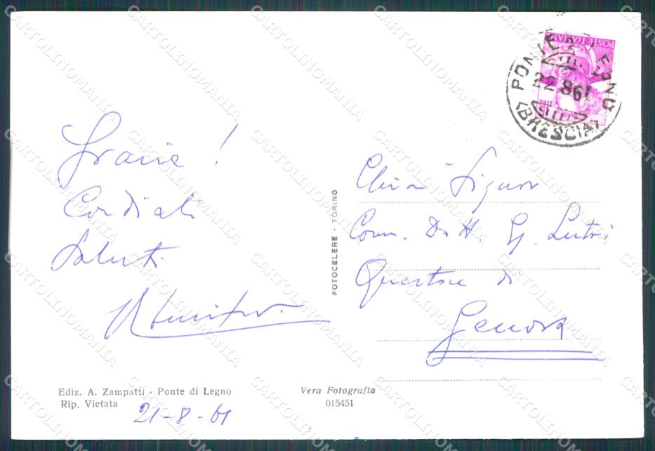 Brescia Ponte di Legno FG Foto cartolina HB4808 – retro