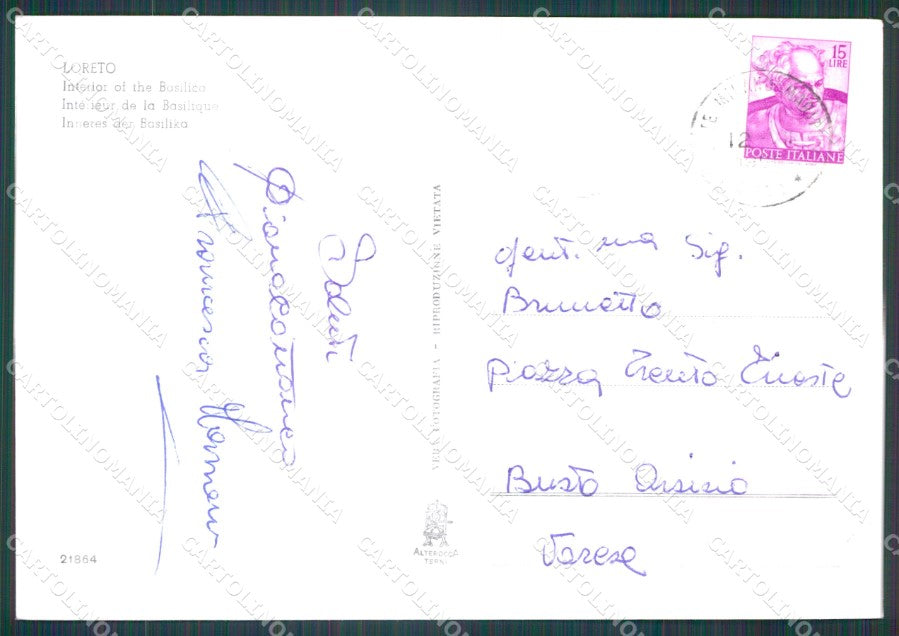 Ancona Loreto Basilica PIEGA FG Foto cartolina HB4811 – retro