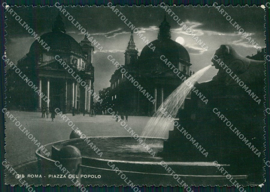 Roma Città Piazza del Popolo Chiaro di Luna PIEGA FG Foto cartolina HB4814 – fronte