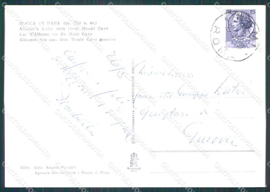 Roma Rocca di Papa Lago Albano Monte Cavo FG Foto cartolina HB4817 – retro