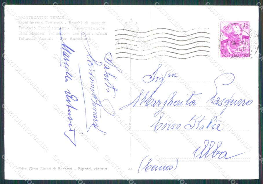 Pistoia Montecatini Terme Stabilimento Tettuccio FG Foto cartolina HB4825 – retro