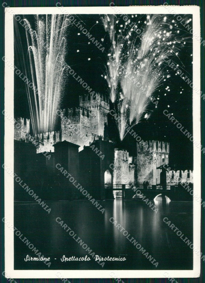 Brescia Sirmione Spettacolo Pirotecnico PIEGHINE FG Foto cartolina HB4833 – fronte
