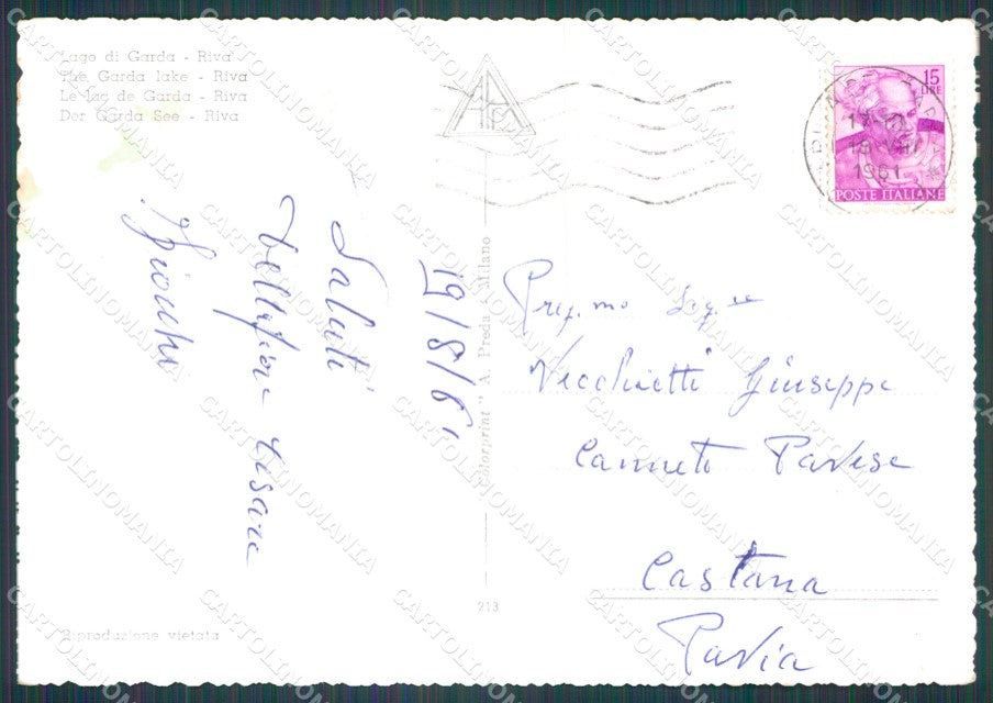 Trento Riva del Garda Lago di Barche FG Foto cartolina HB4851 – retro