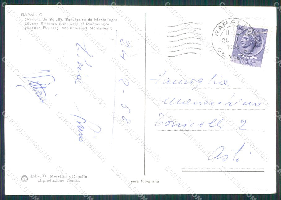 Genova Rapallo Santuario FG Foto cartolina HB4862 – retro