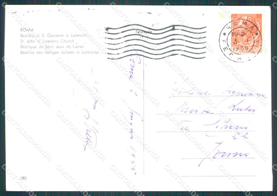 Roma Città Basilica San Giovanni in Laterano PIEGHINA FG Foto cartolina HB4870 – retro