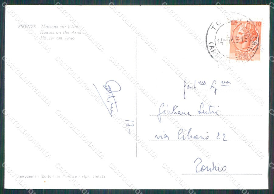 Firenze Città Case Sull'Arno FG Foto cartolina HB4877 – retro