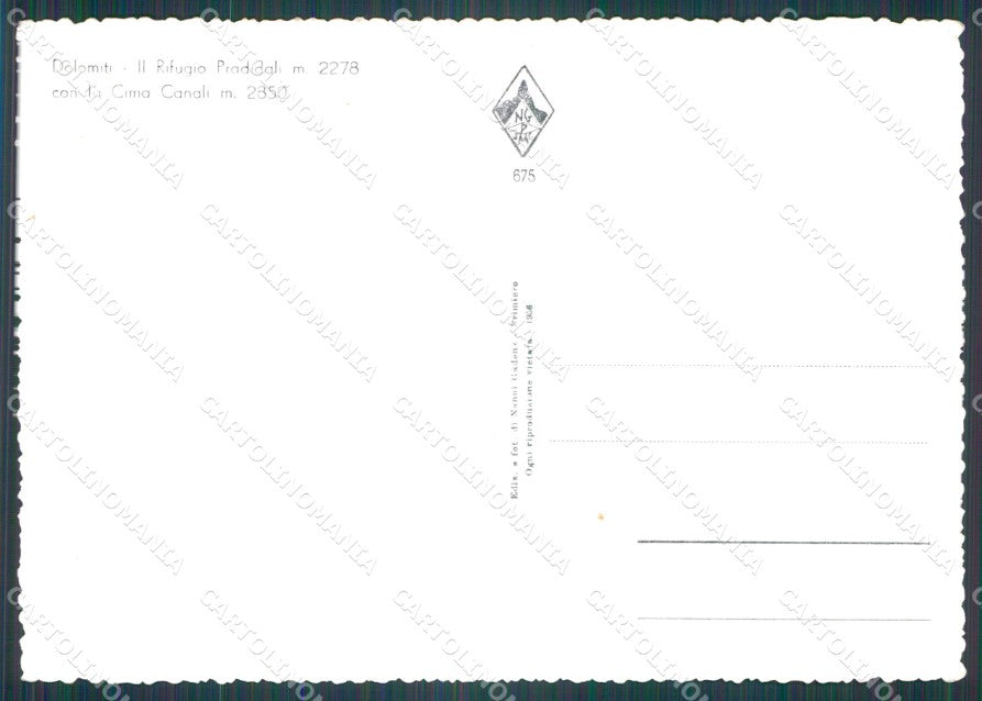 Trento Tonadico Rifugio Pradidali Cima Canali FG Foto cartolina HB4894 – retro