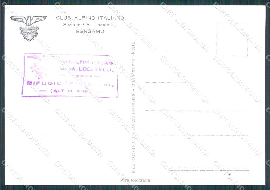 Bergamo Carona Rifugio Calvi Cai FG Foto cartolina HB4895 – retro