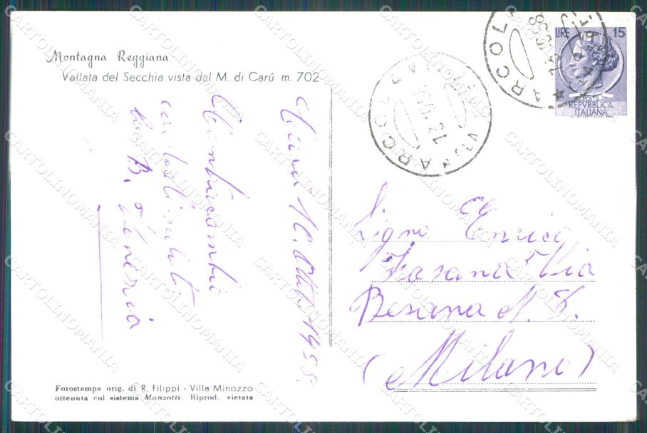Reggio Emilia Villaminozzo Vallate Secchia Monte Carù FG Foto cartolina HB4897 – retro