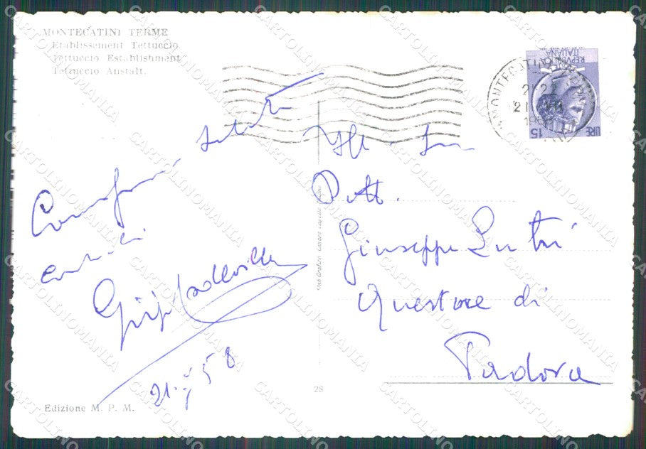 Pistoia Montecatini Terme Stabilimento Tettuccio PIEGA FG Foto cartolina HB4934 – retro