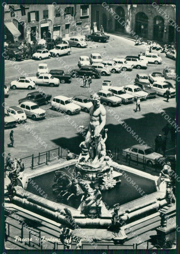 Firenze Città Fontana Nettuno Auto FG Foto cartolina HB4937 – fronte
