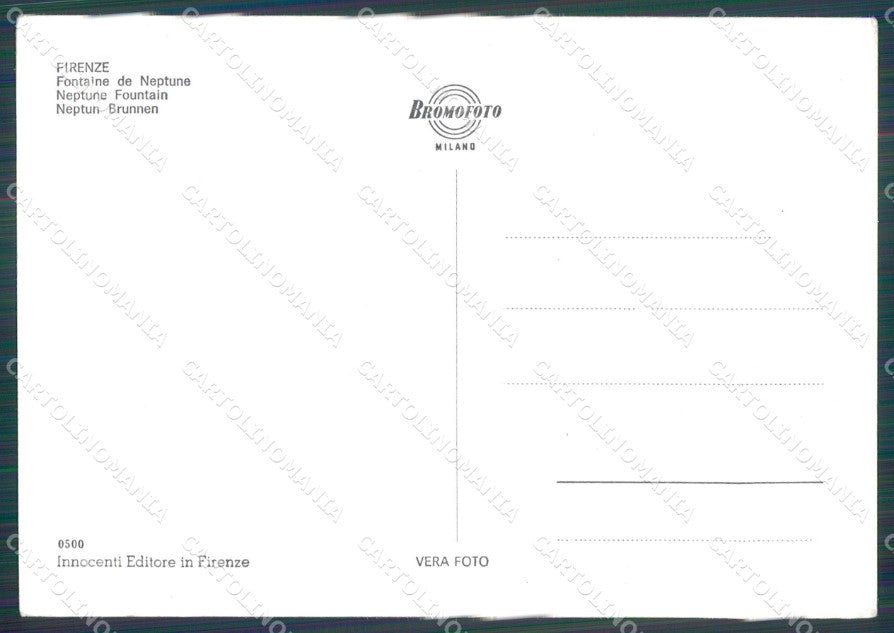 Firenze Città Fontana Nettuno Auto FG Foto cartolina HB4937 – retro