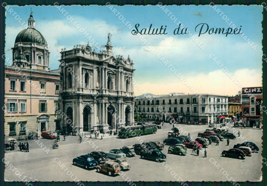Napoli Pompei Saluti da Auto PIEGHINA STRAPPINO FG Foto cartolina HB4947 – fronte