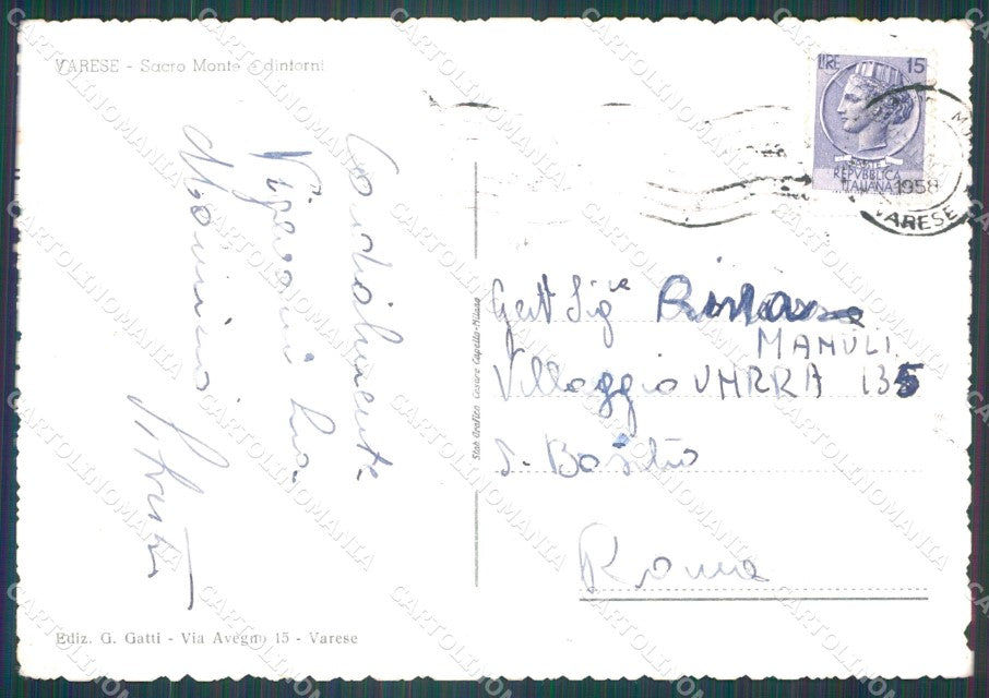 Varese Santa Maria del Monte Sacro Monte PIEGHINA FG Foto cartolina HB4972 – retro