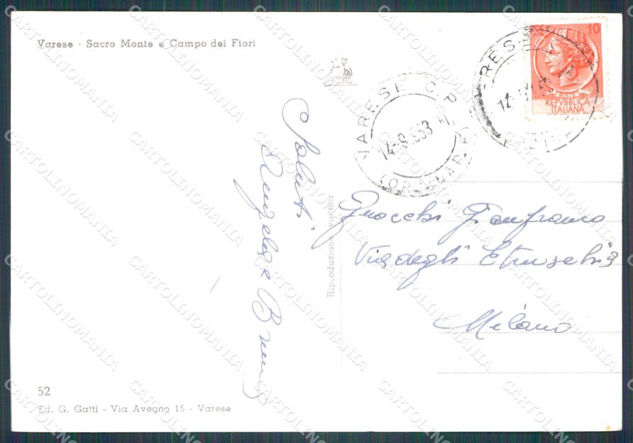 Varese Santa Maria del Monte Sacro Monte PIEGHINA FG Foto cartolina HB4973 – retro