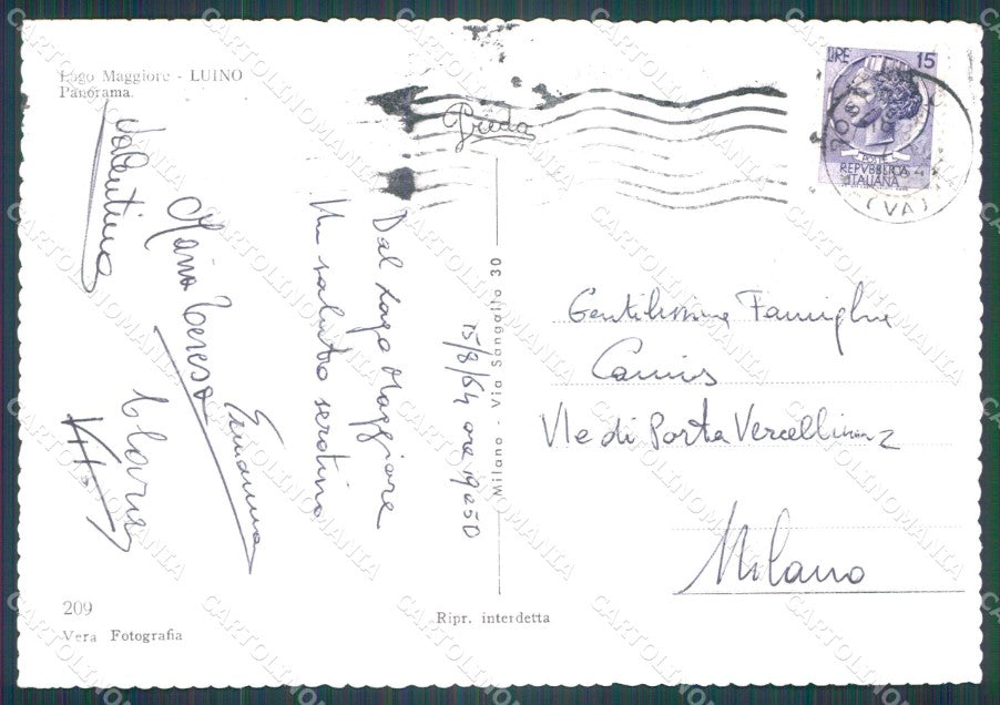 Varese Luino Lago Maggiore Battello FG Foto cartolina HB4978 – retro
