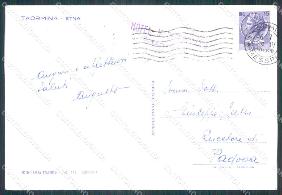 Messina Taormina Etna FG Foto cartolina HB4990 – retro