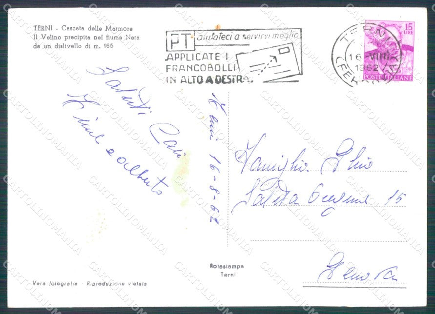 Terni Città Cascata delle Marmore FG Foto cartolina HB4999 – retro