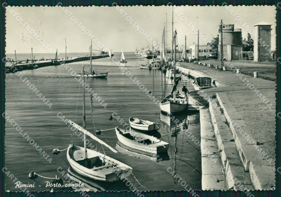 Rimini Città Porto Canale Barche FG Foto cartolina HB5009 – fronte