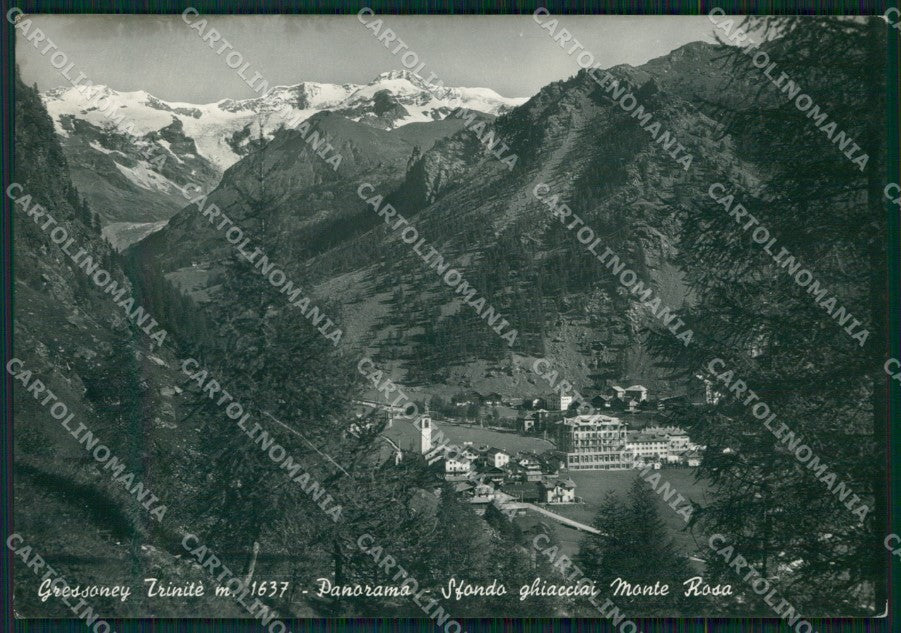 Aosta Gressoney Trinitè Ghiacciai del Rosa PIEGA FG Foto cartolina HB5029 – fronte