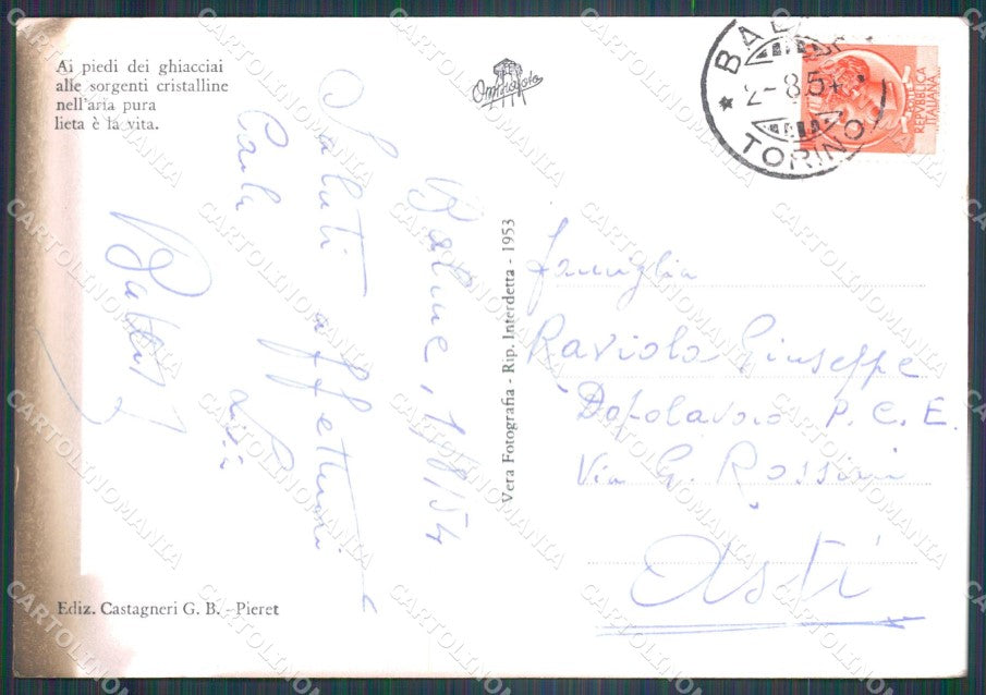 Torino Pian della Mussa Ciamarella PIEGHINA FG Foto cartolina HB5032 – retro