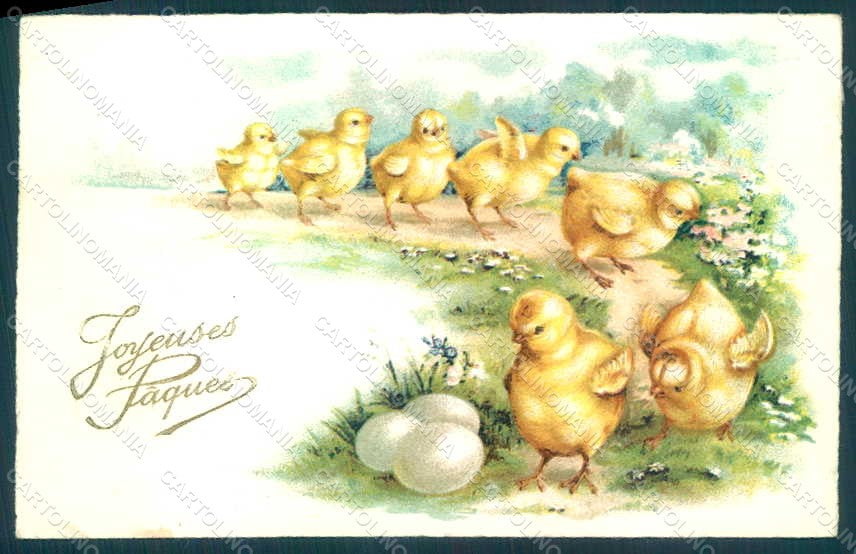 Greetings Easter Chick Egg serie 3190 postcard HR0005 – fronte