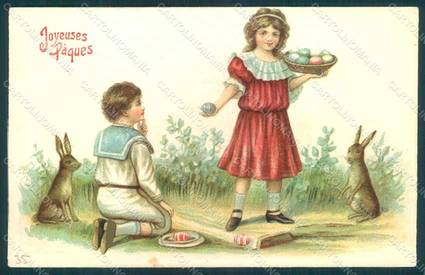 Greetings Easter Children Hare Egg serie 192 postcard HR0018 – fronte