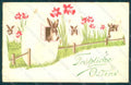 Greetings Easter Anthropomorphic Hare Egg Relief postcard HR0024 – fronte