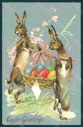 Greetings Easter Anthropomorphic Hare Egg R.Tuck 112 Relief ABRADED pc HR0033 – fronte