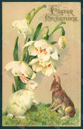 Greetings Easter Hare Rabbit Relief postcard HR0036 – fronte