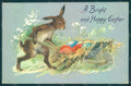 Greetings Easter Anthropomorphic Hare Egg Raphael Tuck 112 Relief pc HR0040 – fronte