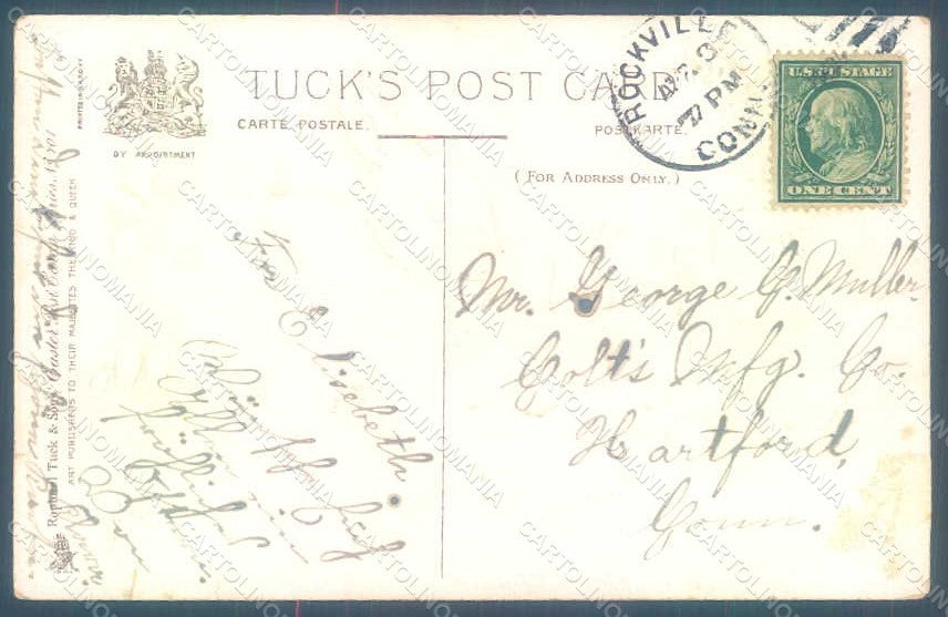 Greetings Easter Rabbit Raphael Tuck 701 Relief TEARED postcard HR0042 – retro