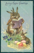 Greetings Easter Anthropomorphic Hare Egg Raphael Tuck 112 Relief pc HR0047 – fronte