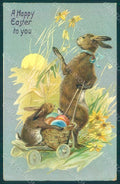 Greetings Easter Anthropomorphic Hare Raphael Tuck 112 Relief pc HR0049 – fronte