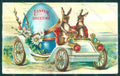 Greetings Easter Anthropomorphic Hare Car Egg serie E7 Relief postcard HR0059 – fronte