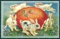 Greetings Easter Hare Rabbit Egg Flower Relief postcard HR0069 – fronte