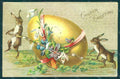 Greetings Easter Anthropomorphic Hare Egg Flower Relief postcard HR0070 – fronte