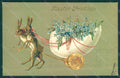 Greetings Easter Anthropomorphic Hare Egg Myosotis Relief postcard HR0075 – fronte