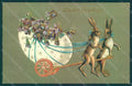 Greetings Easter Anthropomorphic Hare Egg Violets Relief postcard HR0076 – fronte
