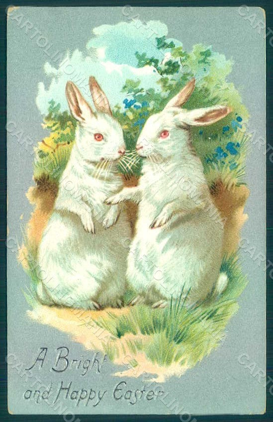 Greetings Easter Rabbit Raphael Tuck 701 Relief postcard HR0080 – fronte