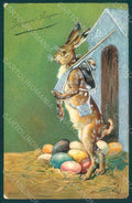 Greetings Easter Anthropomorphic Dressed Hare Egg Relief WRINKLES pc HR0088 – fronte