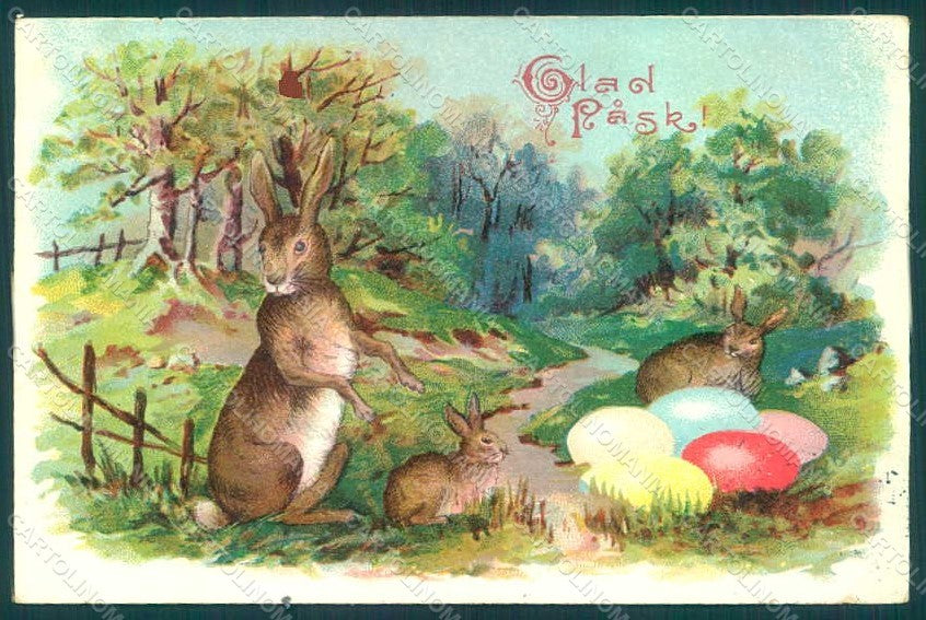 Greetings Easter Hare Rabbit Egg serie 1121 LITTLE TEAR postcard HR0104 – fronte